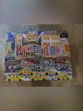 New York City Illustrated Jigsaw Puzzle - Colorful Taxi & Times Square Art